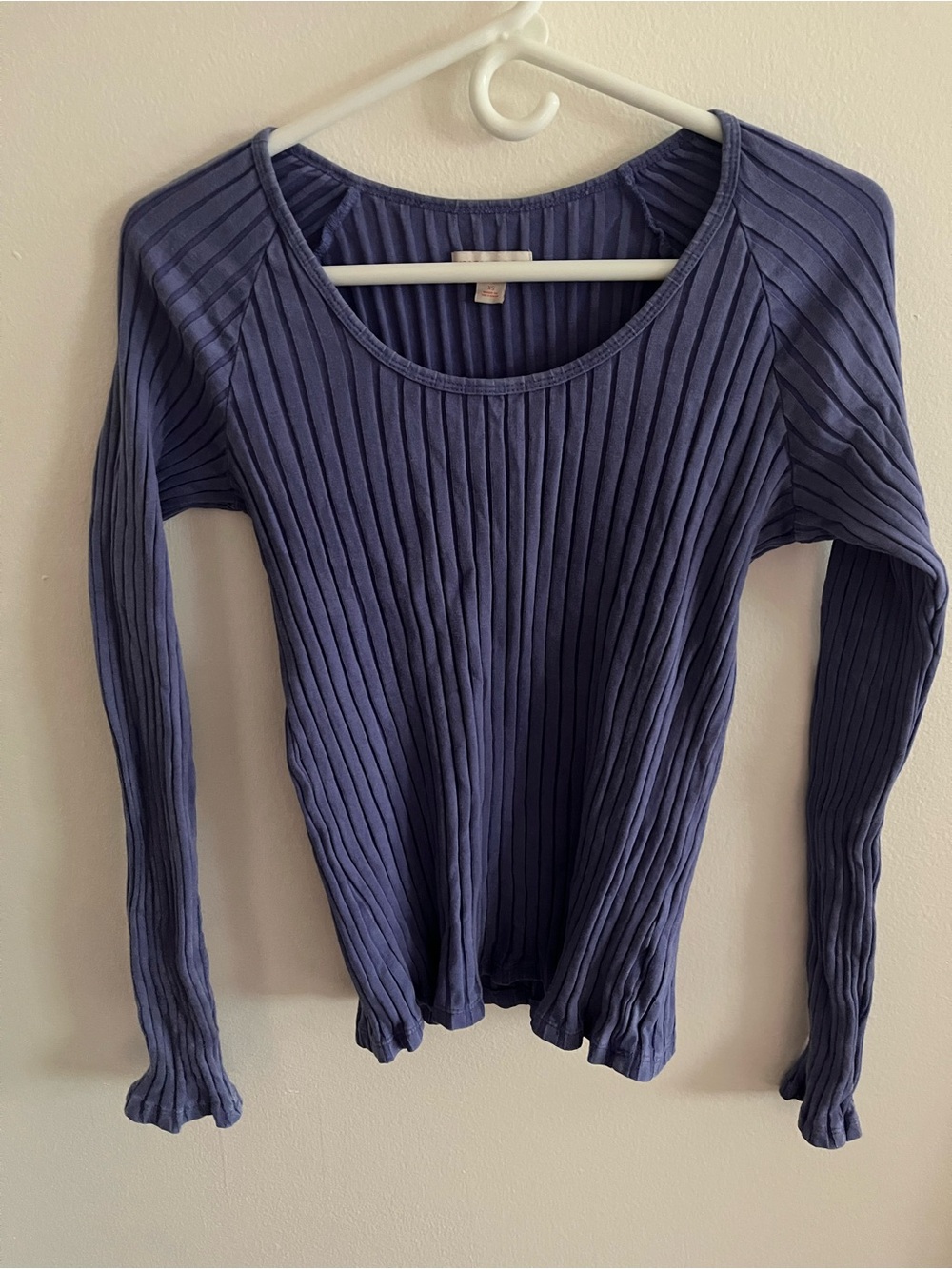Knox Rose Ribbed Long-Sleeve Scoop Neck Top - Navy